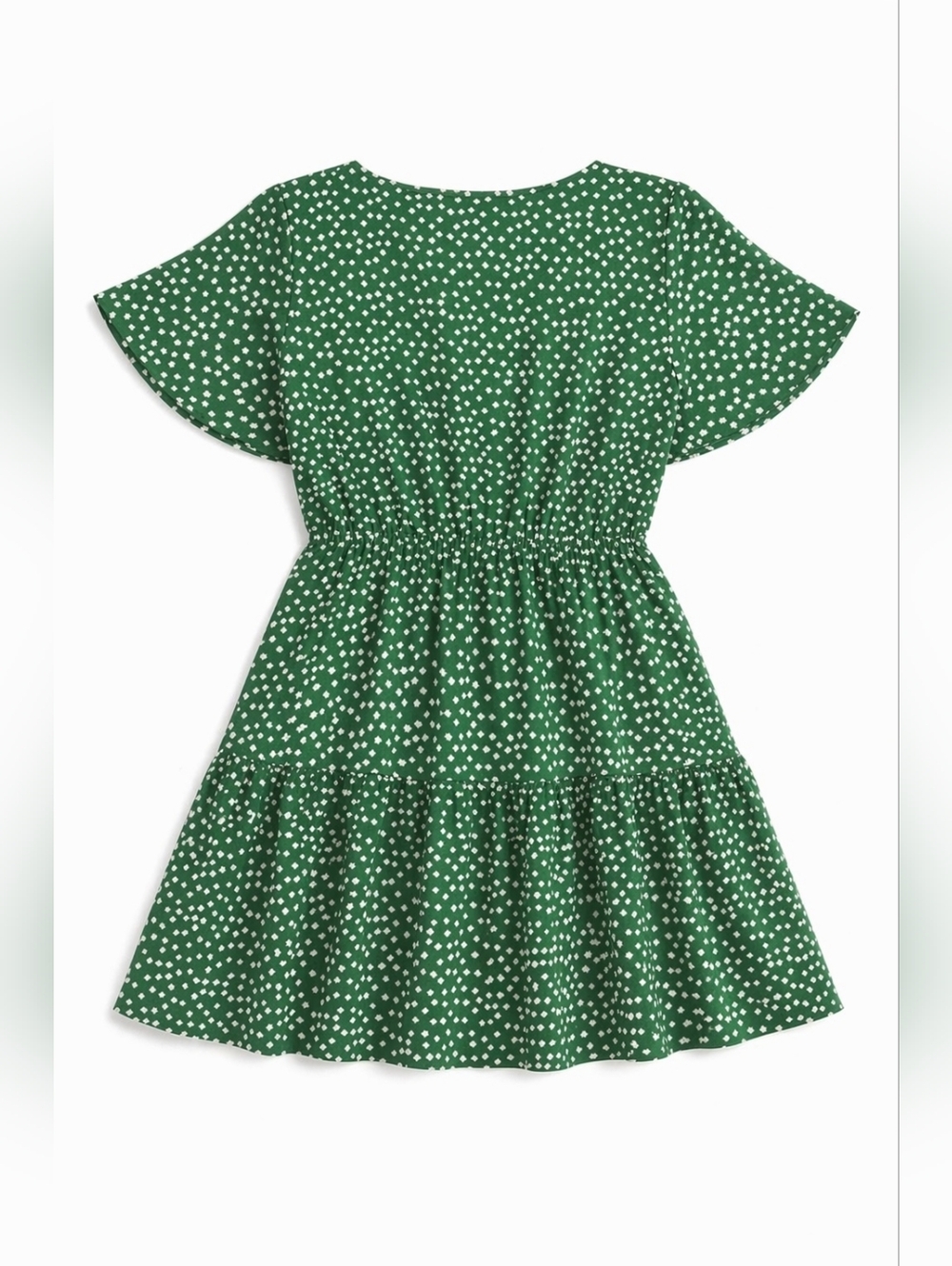 Plus Size Green Ditsy Print Faux Wrap Dress Size 4XL (20) - Picture 4 of 5